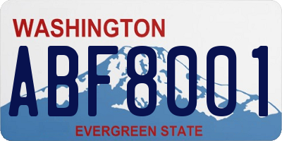 WA license plate ABF8001