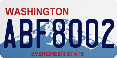 WA license plate ABF8002