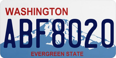 WA license plate ABF8020