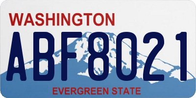 WA license plate ABF8021