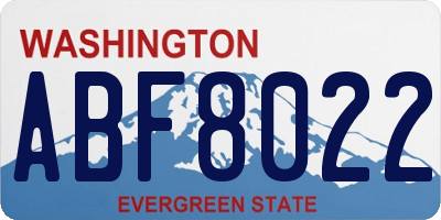 WA license plate ABF8022
