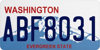WA license plate ABF8031