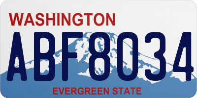 WA license plate ABF8034