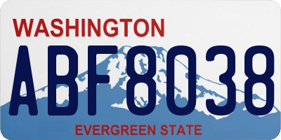 WA license plate ABF8038