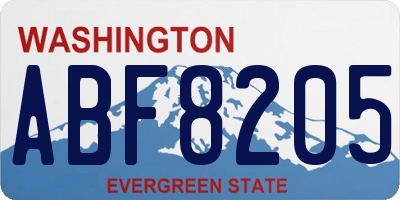 WA license plate ABF8205