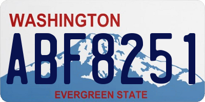 WA license plate ABF8251