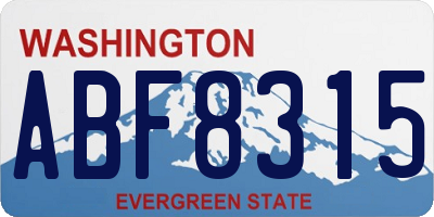 WA license plate ABF8315