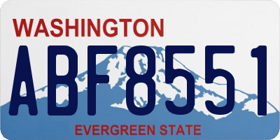 WA license plate ABF8551