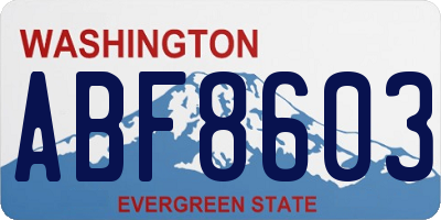 WA license plate ABF8603