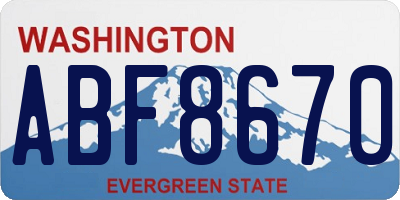 WA license plate ABF8670