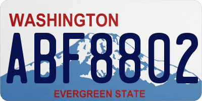 WA license plate ABF8802