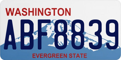 WA license plate ABF8839