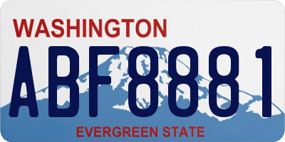 WA license plate ABF8881