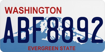 WA license plate ABF8892