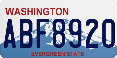WA license plate ABF8920