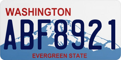 WA license plate ABF8921