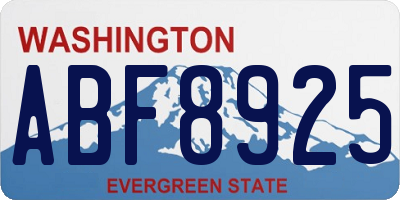 WA license plate ABF8925