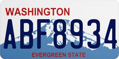 WA license plate ABF8934