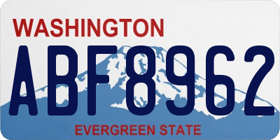 WA license plate ABF8962
