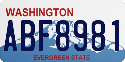 WA license plate ABF8981