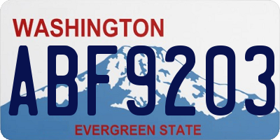 WA license plate ABF9203
