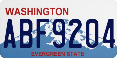 WA license plate ABF9204