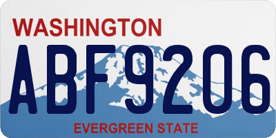WA license plate ABF9206