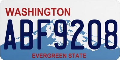 WA license plate ABF9208