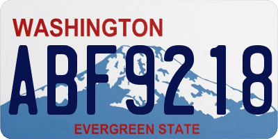 WA license plate ABF9218