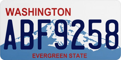 WA license plate ABF9258