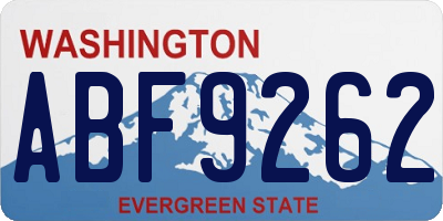 WA license plate ABF9262