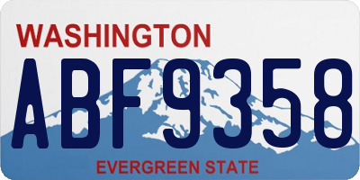 WA license plate ABF9358