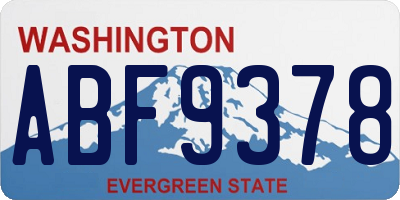 WA license plate ABF9378
