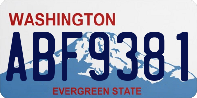 WA license plate ABF9381