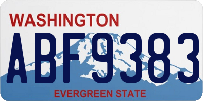 WA license plate ABF9383
