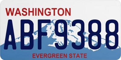 WA license plate ABF9388