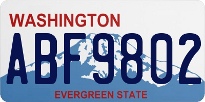 WA license plate ABF9802