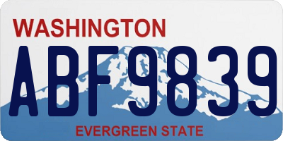 WA license plate ABF9839