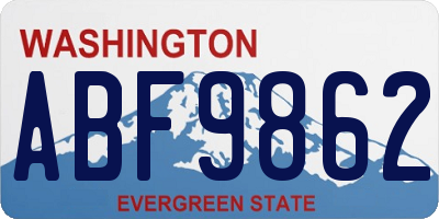 WA license plate ABF9862