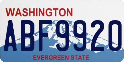 WA license plate ABF9920