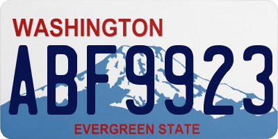 WA license plate ABF9923