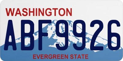 WA license plate ABF9926