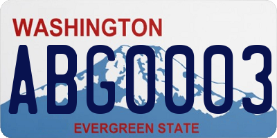 WA license plate ABG0003