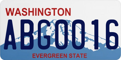 WA license plate ABG0016