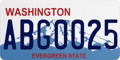 WA license plate ABG0025