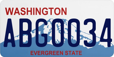 WA license plate ABG0034