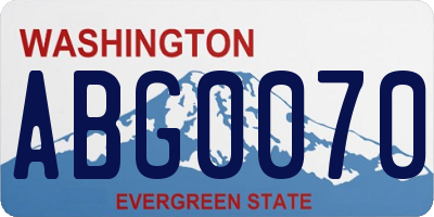 WA license plate ABG0070