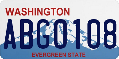 WA license plate ABG0108