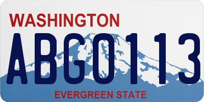 WA license plate ABG0113