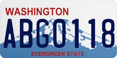 WA license plate ABG0118